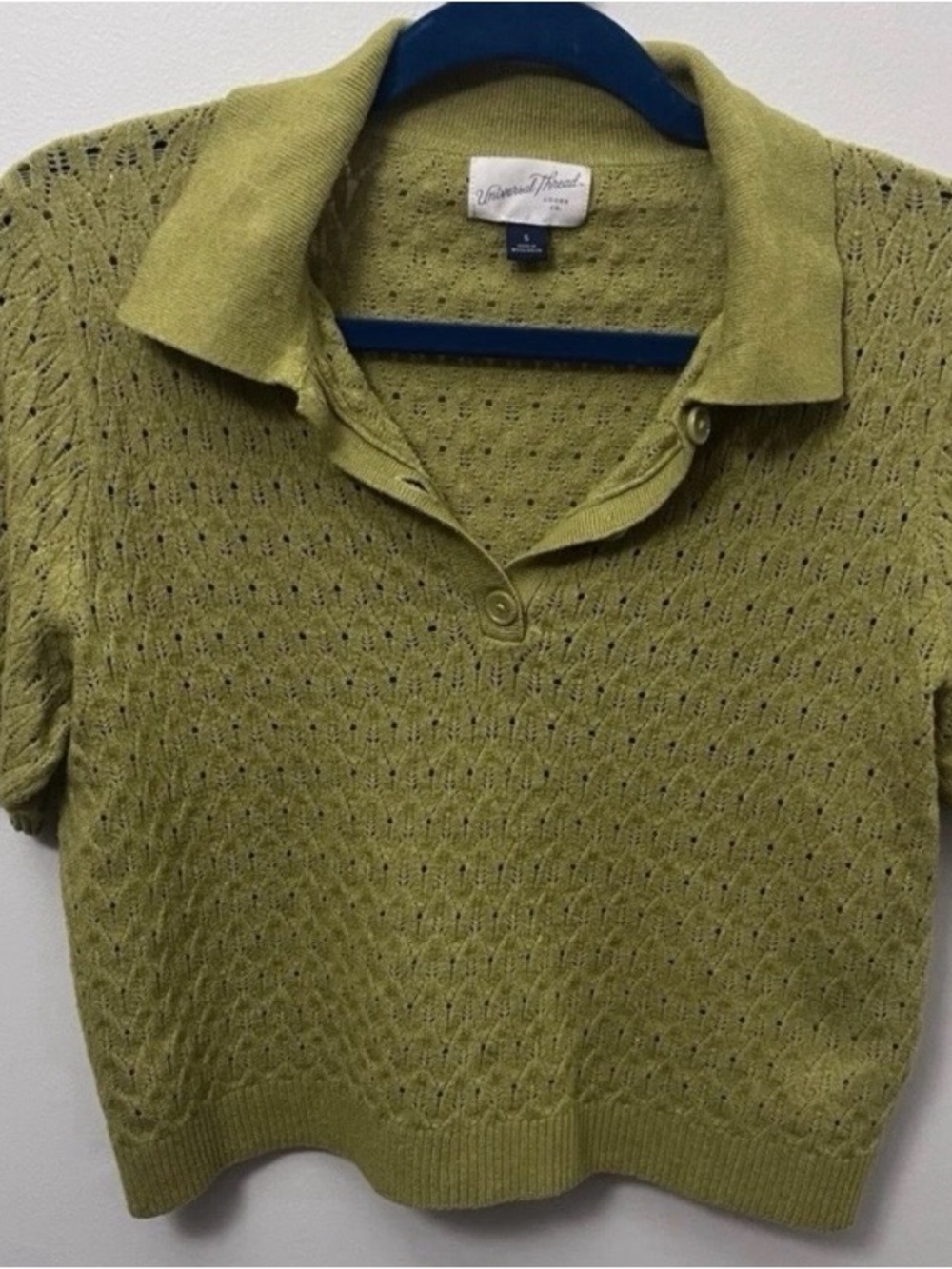Universal Thread Olive Green Pointelle Polo Tee